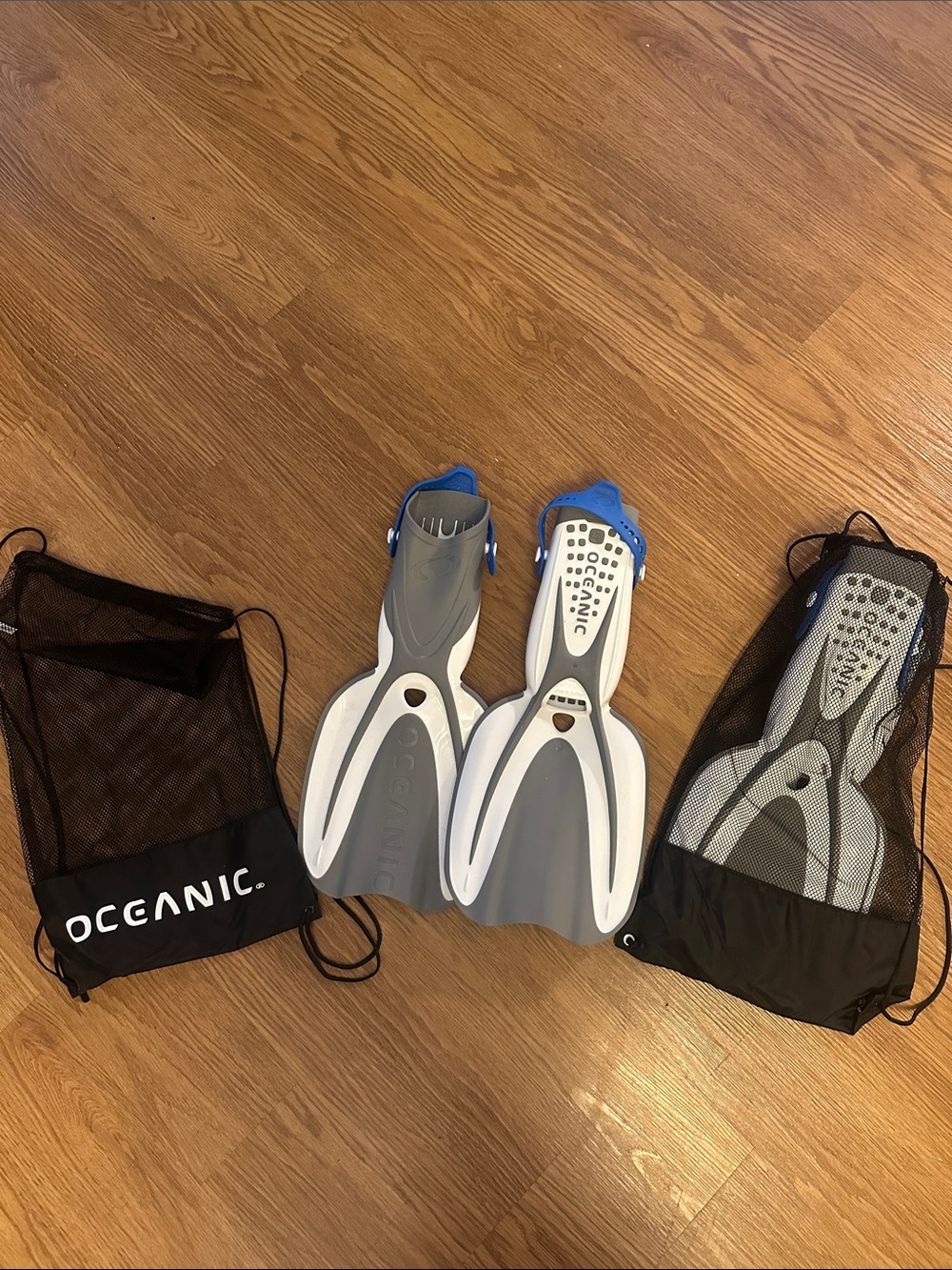 Men and women set of Gray & White Swim Fins with Blue Accents